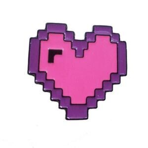 Pixelated Pink Heart Pin Brooch